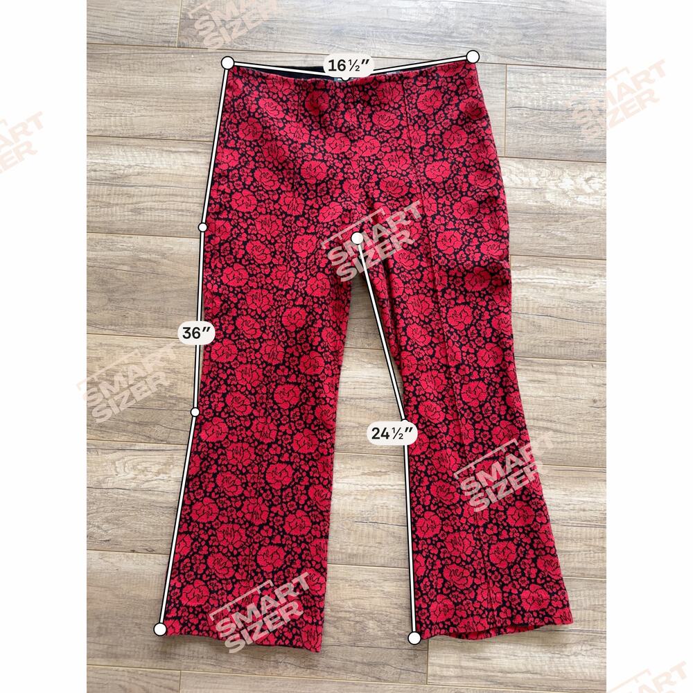 Anthropologie Maeve The Margot Kick-Flare Cropped Pants Red Floral Large Gothic - Picture 12 of 12